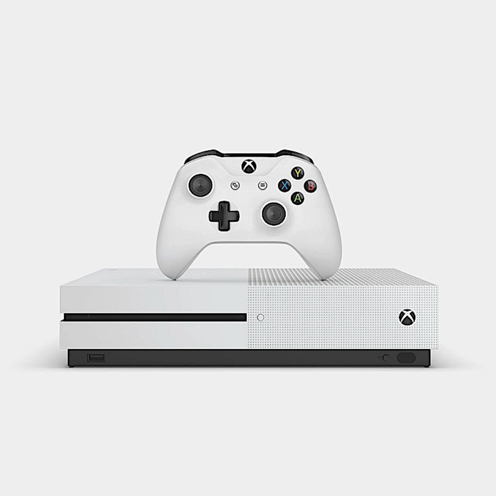 Microsoft White and Black Gaming Console with Controller